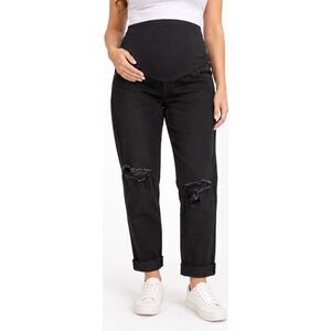 Old Navy Sz 16 Maternity Boyfriend Jeans Full Panel Distressed NWOT Black 0364